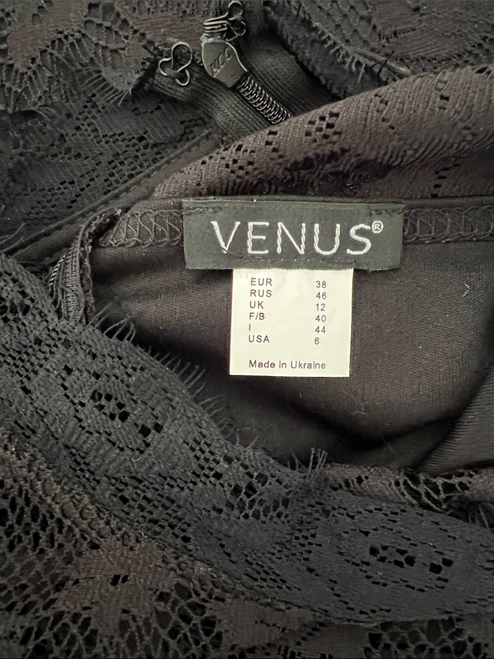 VENUS Black Lace Midi Dress with Floral Overlay. Worn once, gorgeous - Picture 3 of 3